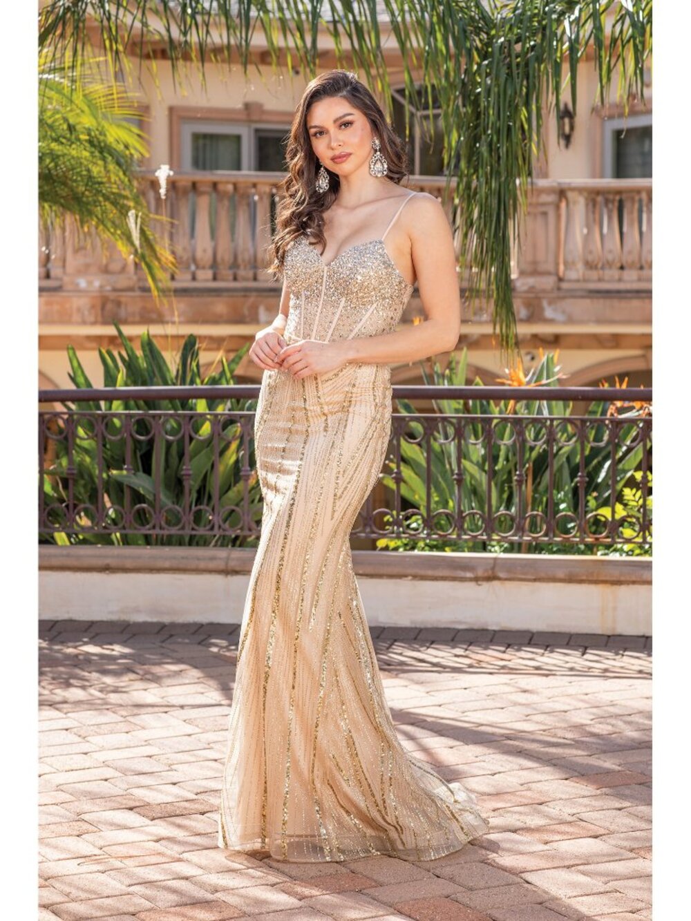 NEW GOLD Evening Gown Floor Length Formal Elegant Stunning 4340